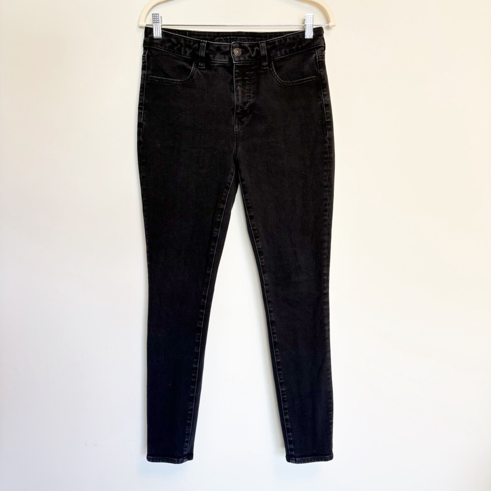 American Eagle Black High Rise Jegging Stretchy Clean Hem Size 8